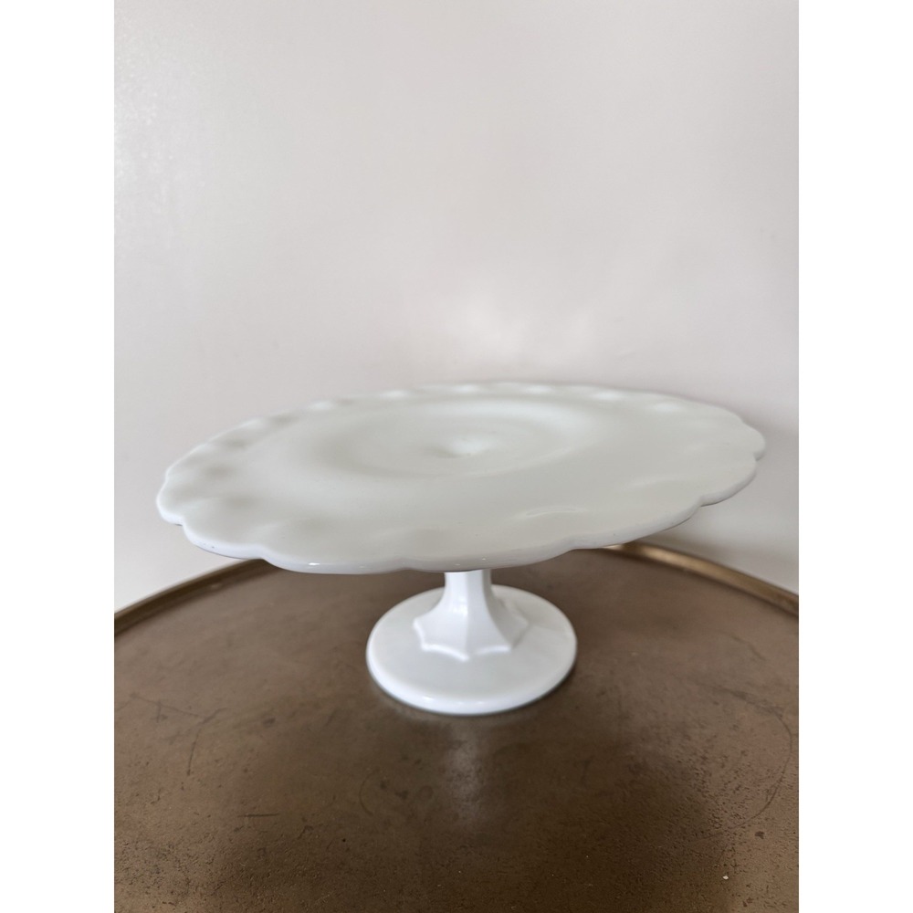 Indiana Milk Glass Cake Plate Vintage Antique Cottage Grandma Granny